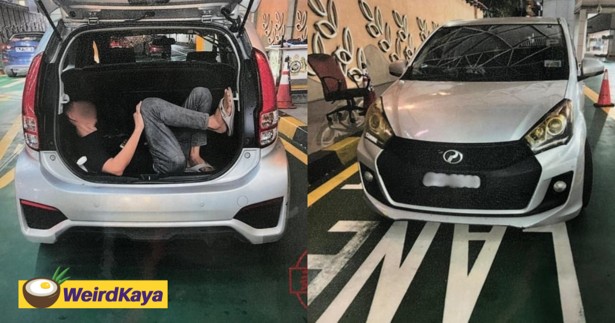 Sg man tries to sneak into m'sia by hiding inside myvi car boot, gets caught & jailed | weirdkaya