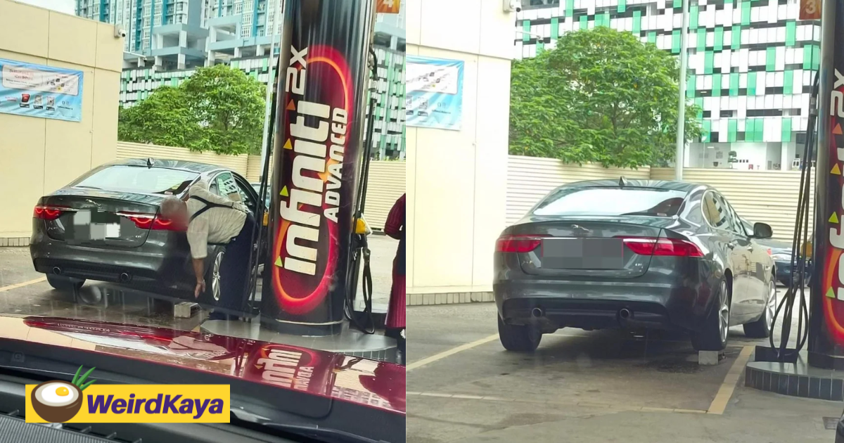Sg man puts brick underneath jaguar so that he could pump more petrol in jb | weirdkaya