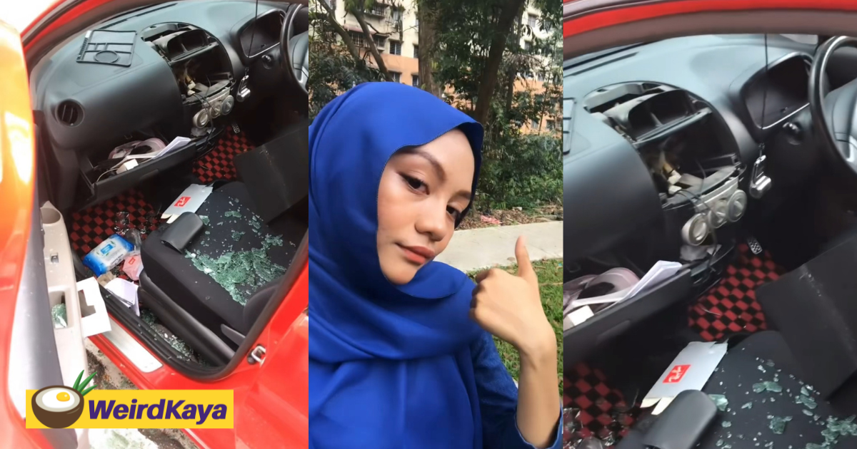 M'sian woman's calm demeanour after having her car damaged by robbers amazes netizens | weirdkaya