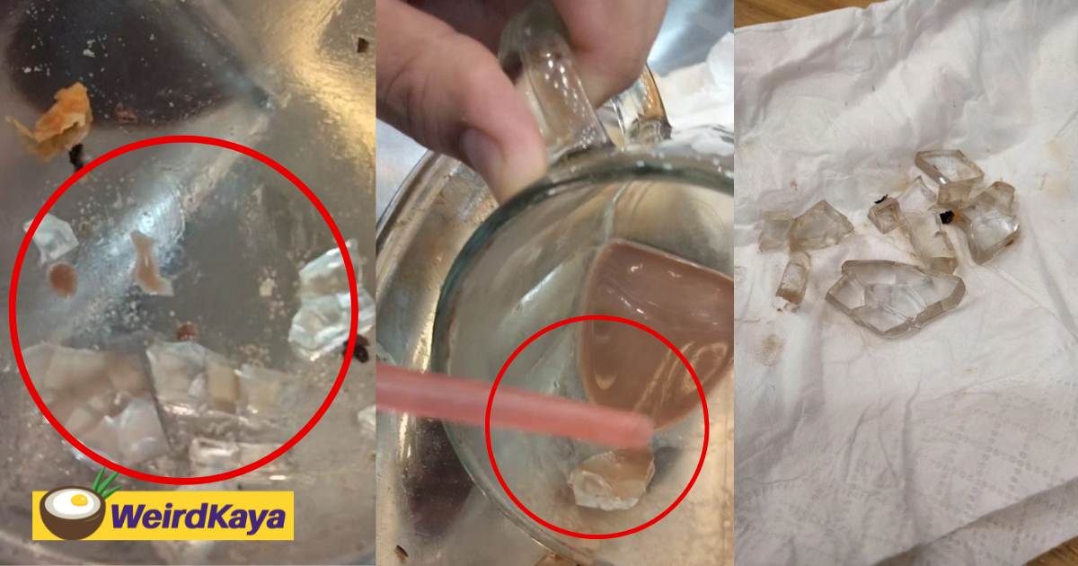 Viral clip shows m'sian man finding glass shards inside milo drink at mamak stall | weirdkaya