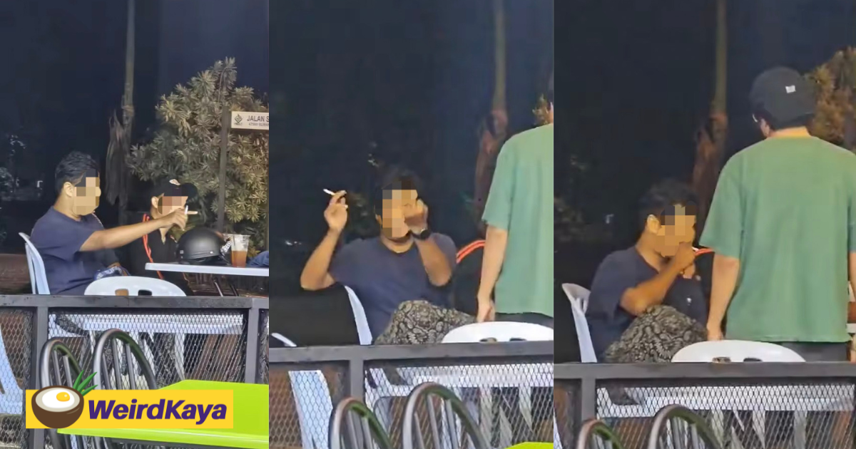 M'sian man flips the middle finger after he was filmed smoking at the mamak | weirdkaya