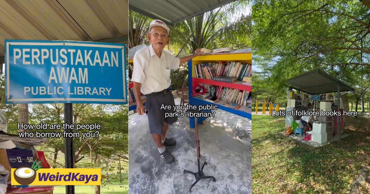 Retired m'sian headmaster transforms personal book collection into mini library at a park | weirdkaya