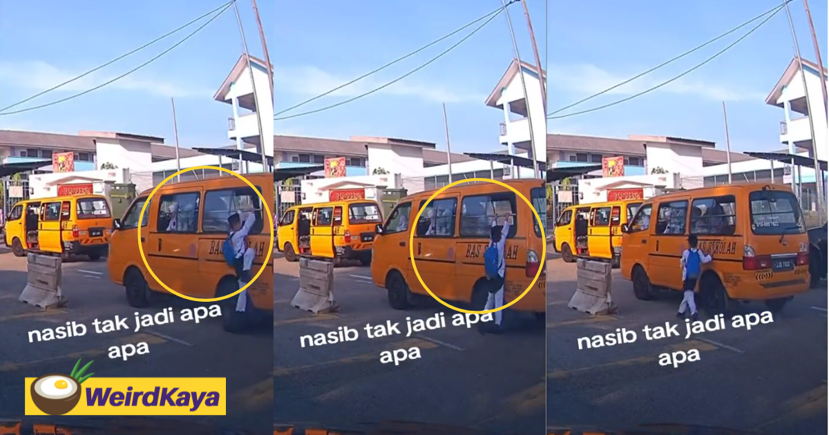 M'sian boy climbs out of moving bus' window like a ninja & it's scary af | weirdkaya
