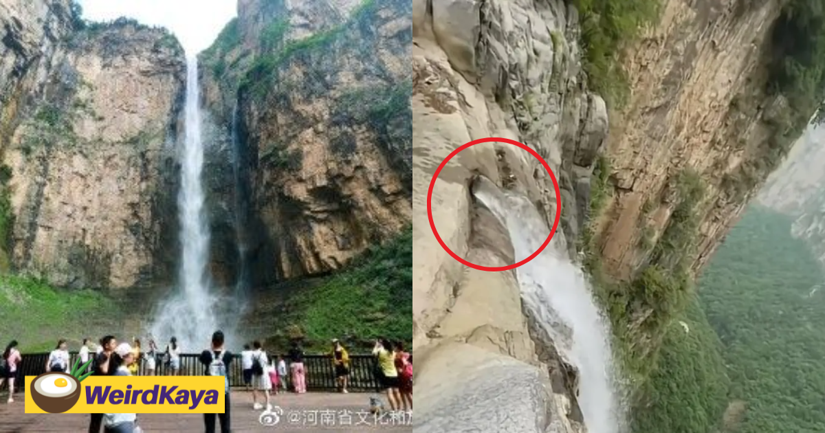 Is asia’s tallest ‘waterfall’ actually just water flowing out from pipe? | weirdkaya