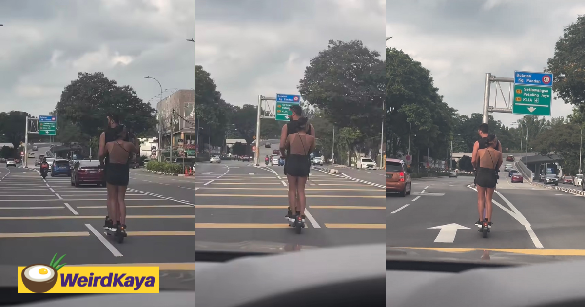 Angmoh man casually cruises on busy road with scooter, m'sians enraged by his disregard for safety | weirdkaya