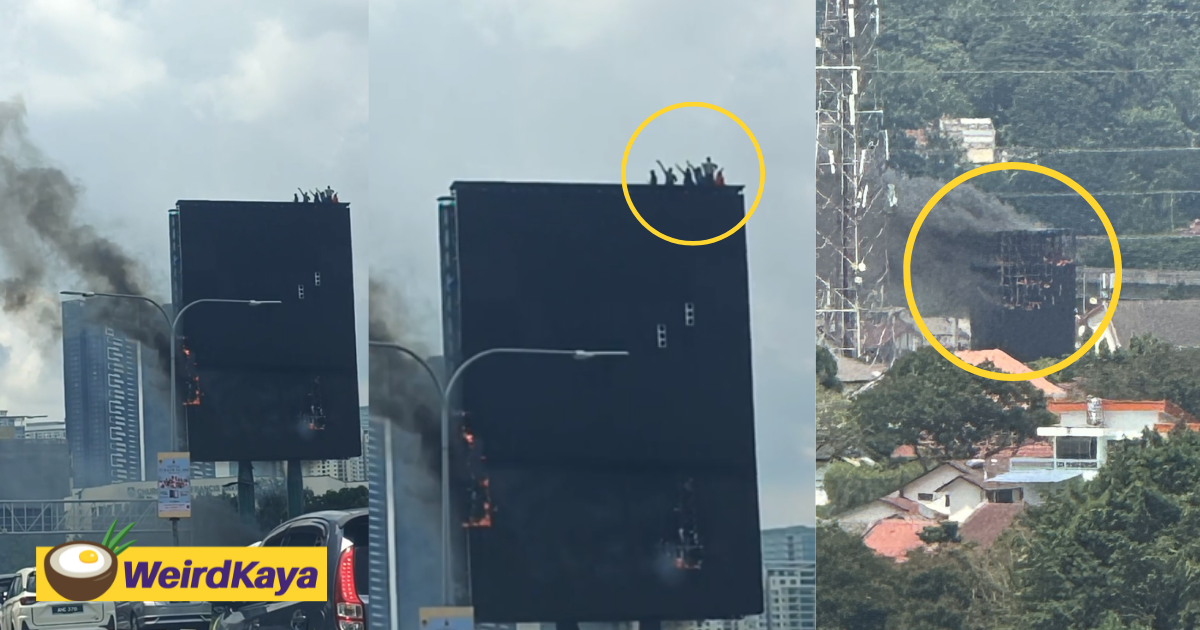 Led billboard beside pj highway catches fire out of nowhere | weirdkaya
