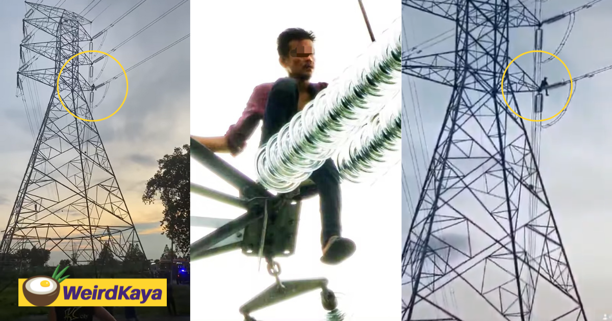 M'sian man climbs transmission tower in kedah, comes down after 2 hours of persuading | weirdkaya