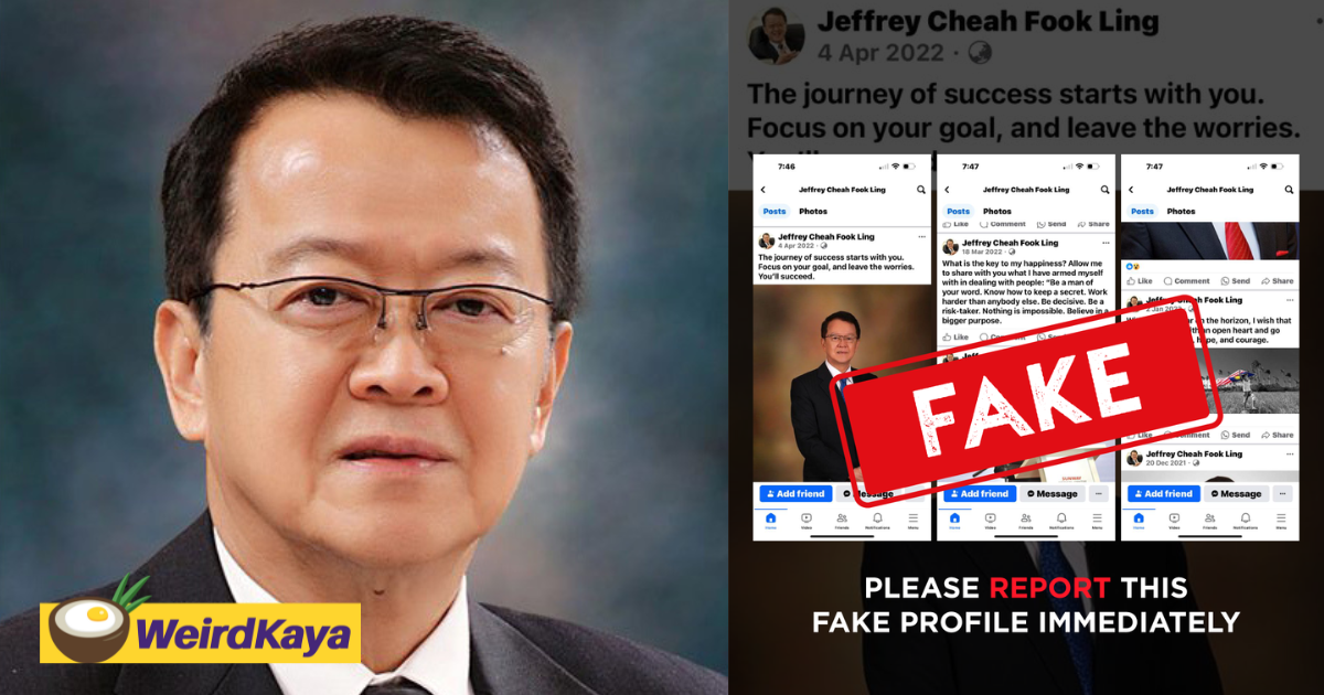 Public advisory: beware of scams using tan sri dato’ seri sir dr. Jeffrey cheah's name and image on social media | weirdkaya