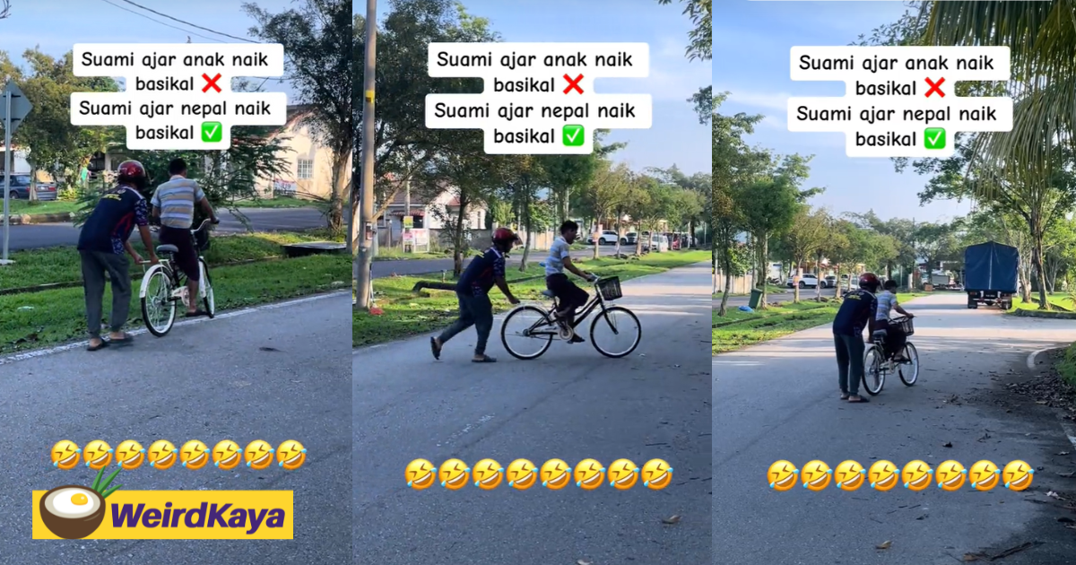 M'sian tries teaching nepali man how to ride a bicycle & it's way funnier than it looks | weirdkaya