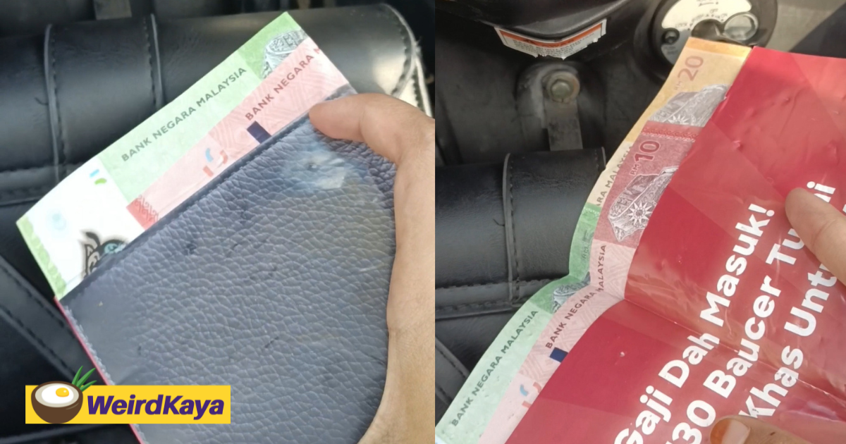 M'sian woman thinks she found wallet with cash inside, turns out it was pizza vouchers | weirdkaya