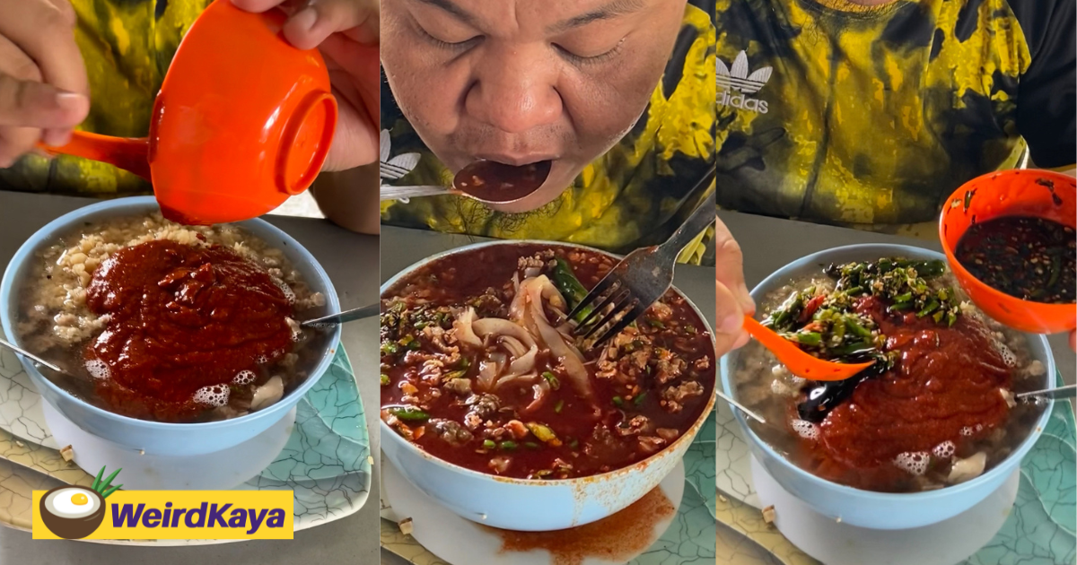 M'sian man pours chilli & sambal into his bihun soup like it's no big deal | weirdkaya