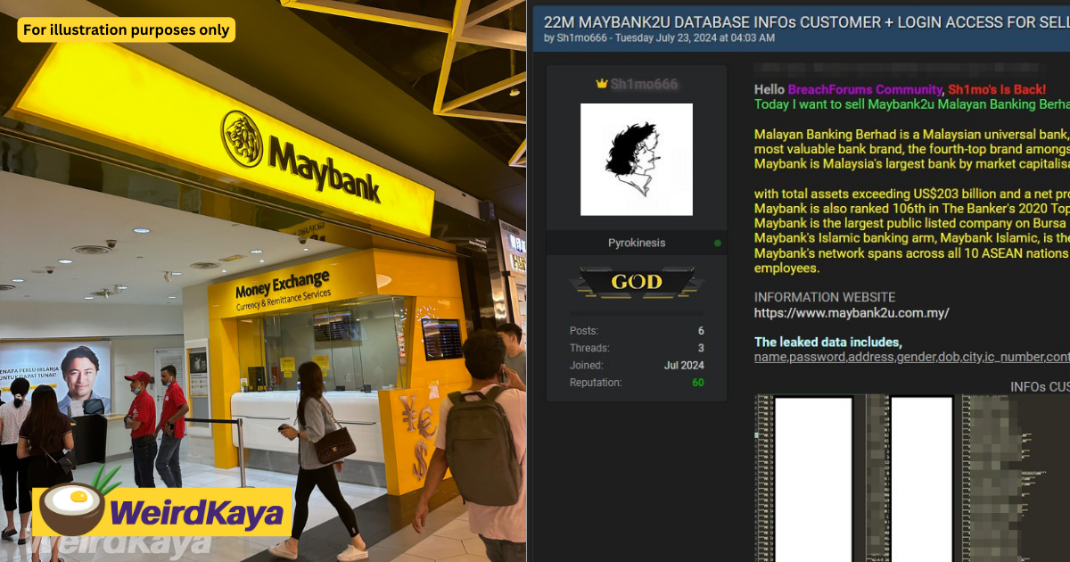 Maybank assures no breach of its data following claim of 22mil customers had theirs sold on dark web | weirdkaya