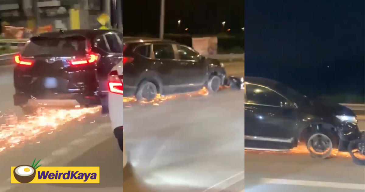 M’sian driver who was allegedly drunk drags motorcycle for 500m with honda crv | weirdkaya