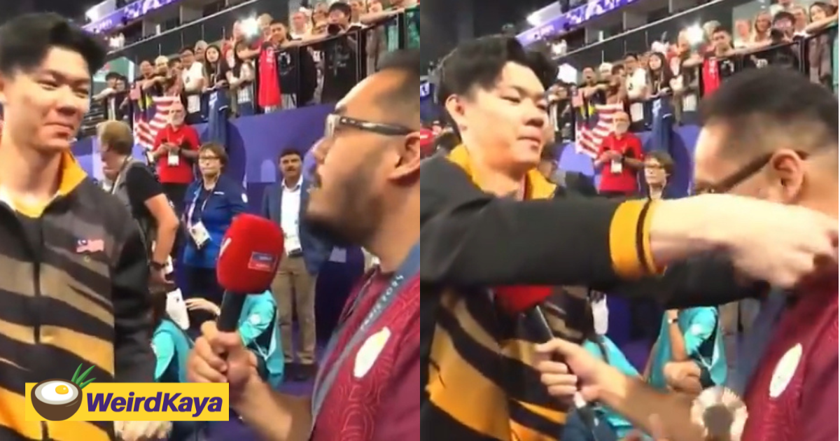 Lee Zii Jia Honours Supportive M'sian Reporter By Placing Olympic Medal Around His Neck