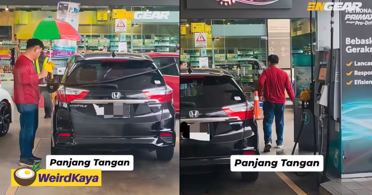 Man with sg-registered car plate caught pumping ron95 at kl petrol station | weirdkaya