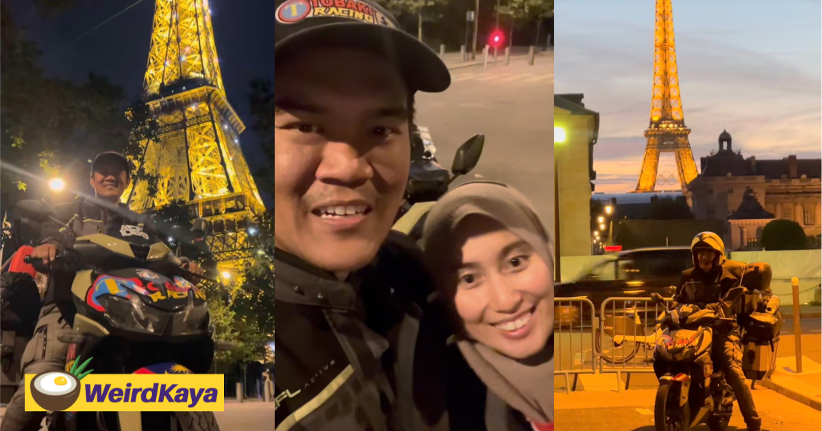 M'sian couple spend 4 months riding their kapcai to paris for the olympics | weirdkaya