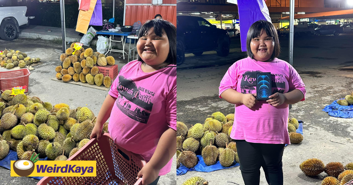 M’sian mum makes daughter work at durian stall to earn money for her own iphone, gets praised by netizens | weirdkaya