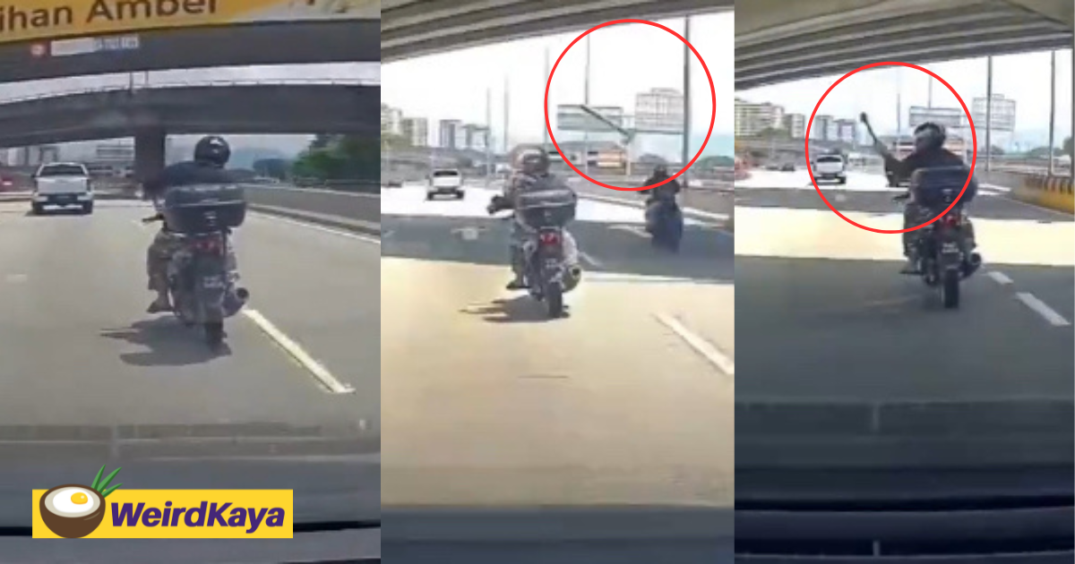 M'sian man angrily throws hammer at car after it allegedly cut into his lane | weirdkaya