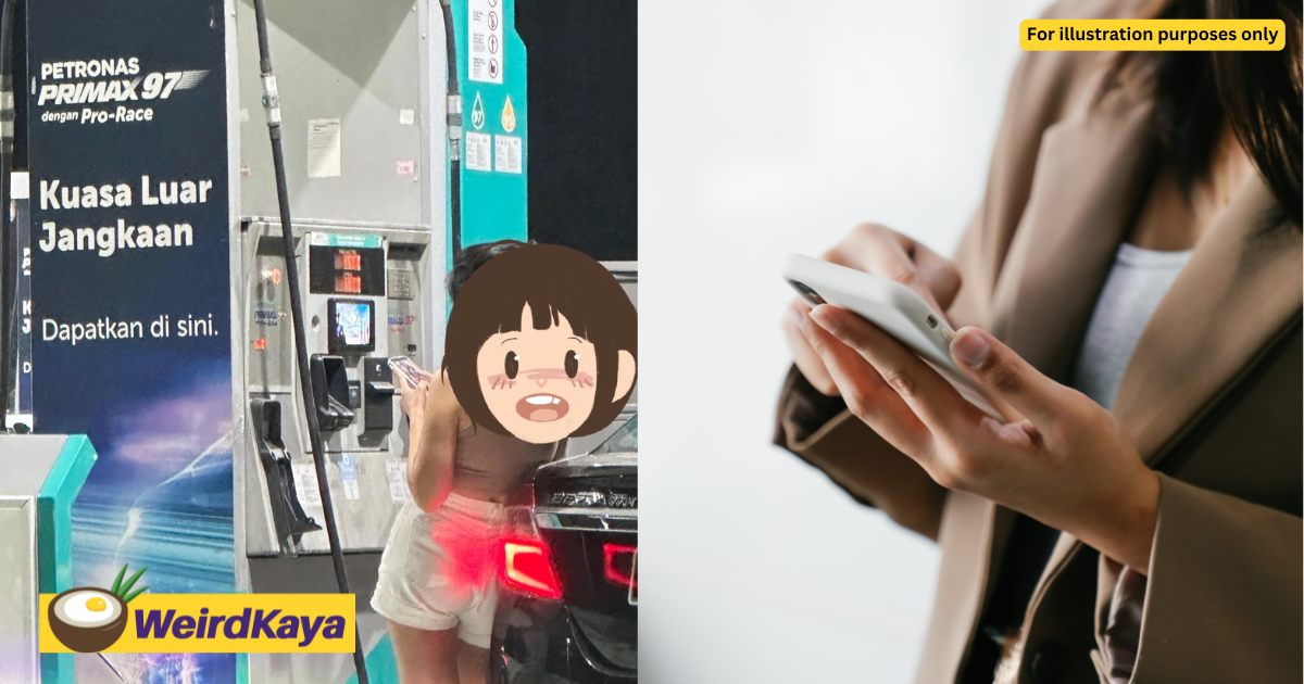 M'sian woman caught using mobile phone while pumping petrol | weirdkaya