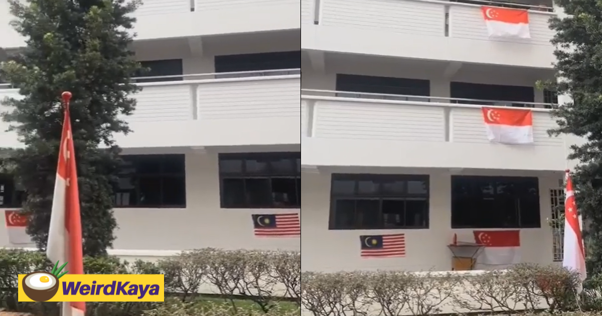 M'sian flag seen displayed beside sg flag outside hdb unit, carries up to 6 months in prison | weirdkaya