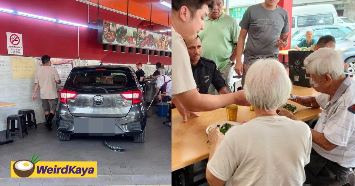 M'sian couple crashes car into economy rice stall by accident, owner gives free meal to calm them | weirdkaya