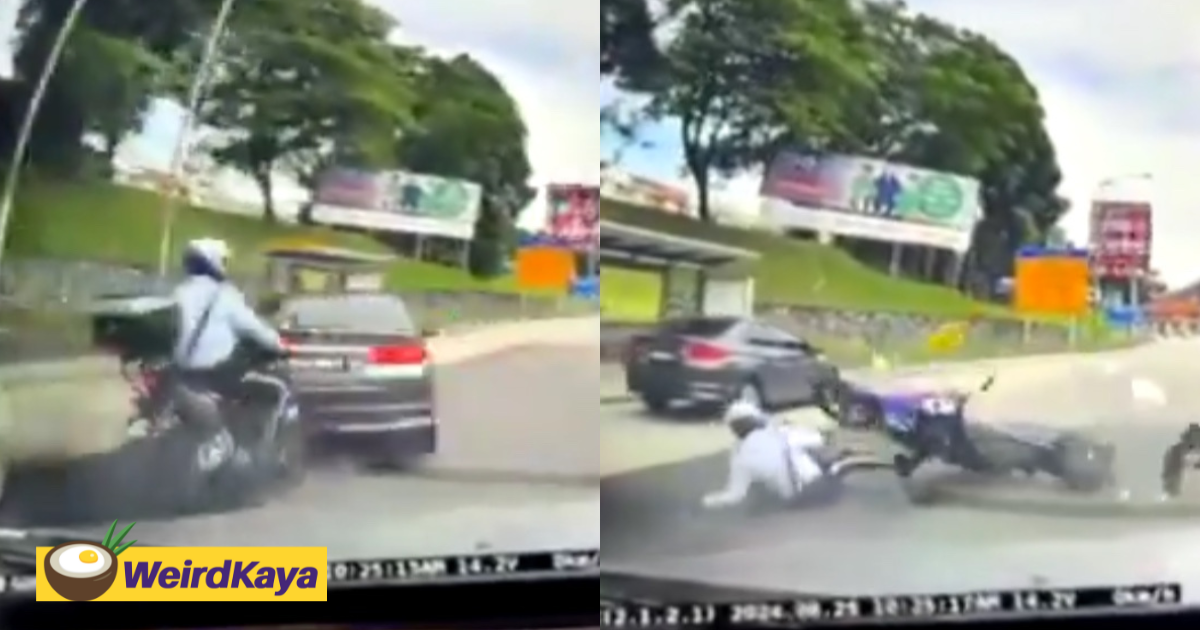 M'sian Policeman Flips Off From Motorbike After Crashing Into Honda City