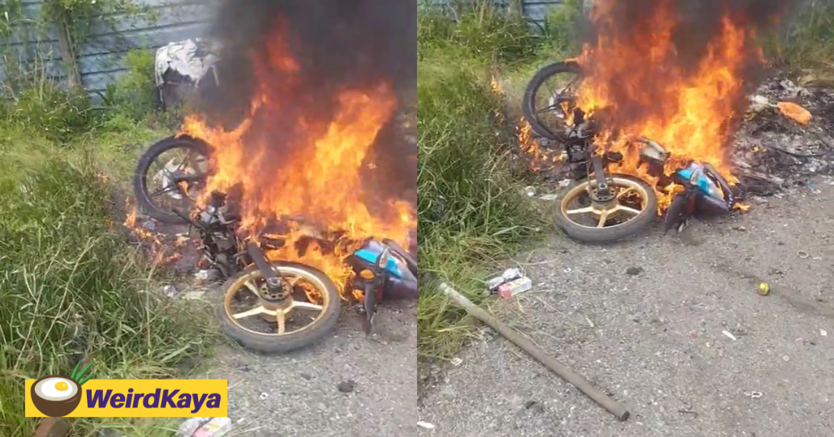 M'sian man burns motorcycle given to worker after he tested positive for drugs | weirdkaya