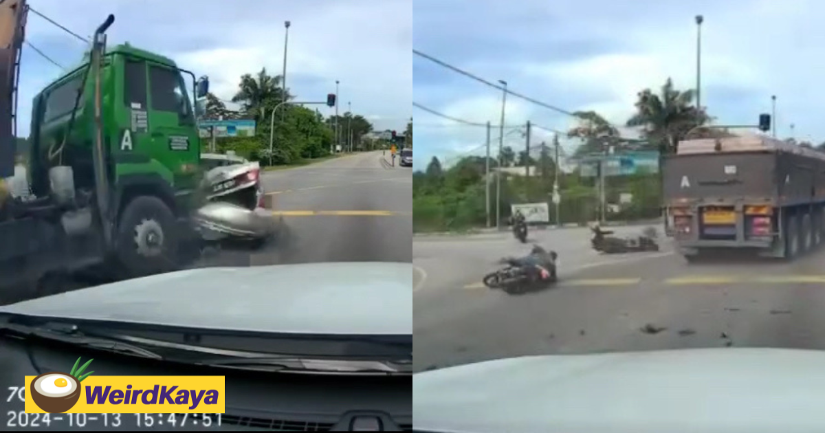 Trailer fails to stop and rams into several vehicles near traffic light in johor | weirdkaya