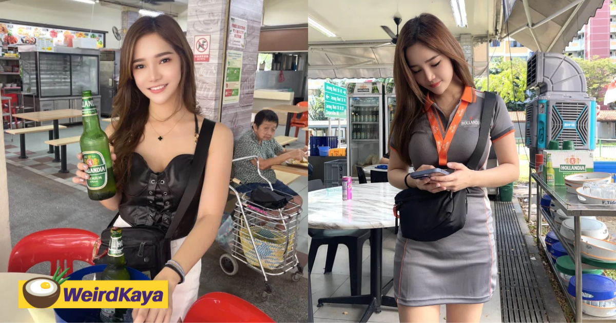 M'sian beer lady who travels to sg to work daily for 2 years goes viral after her photos circulate online | weirdkaya