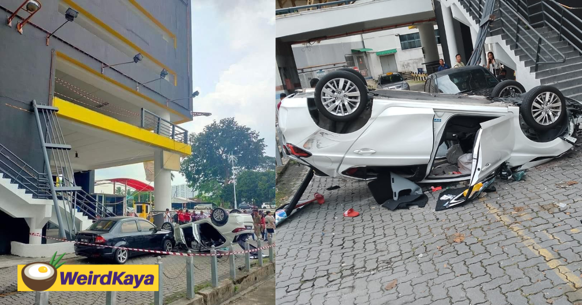 19yo M'sian Teen Sends Car Falling From Parking Lot After Stepping On Gas Pedal By Mistake