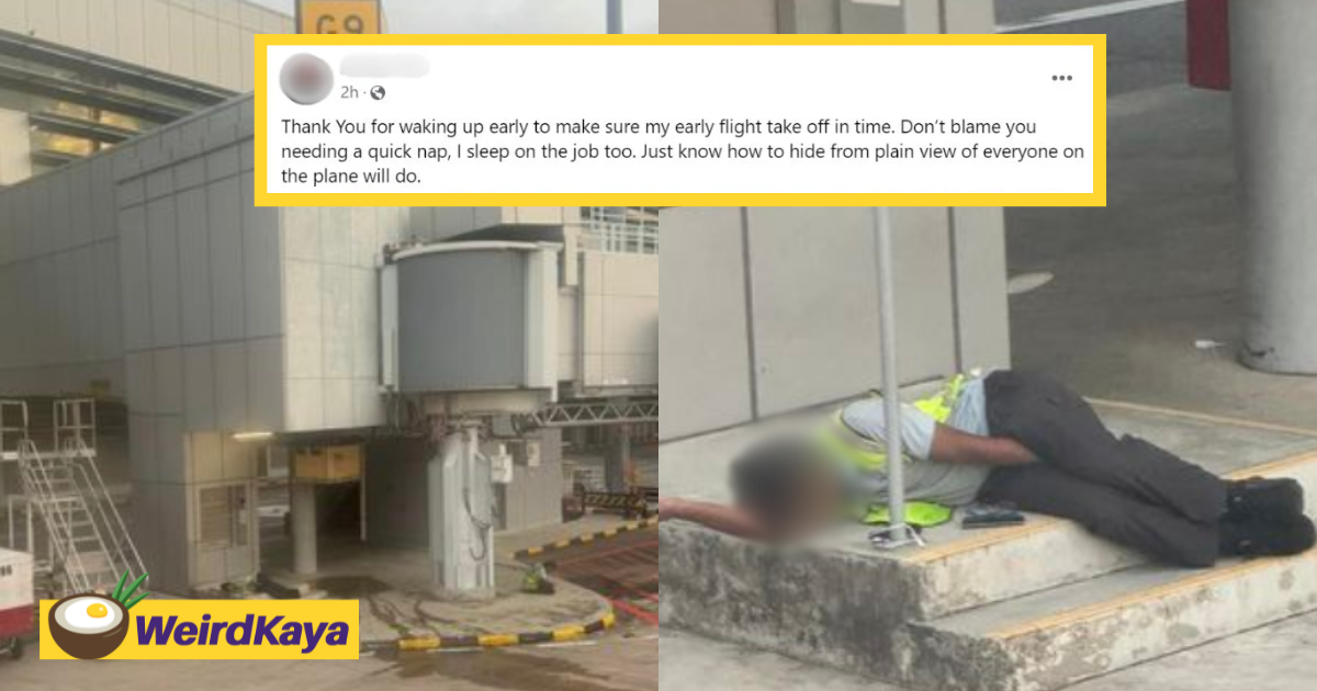 'why so kaypoh? ' — sg man shames airport worker for napping, gets slammed by netizens | weirdkaya