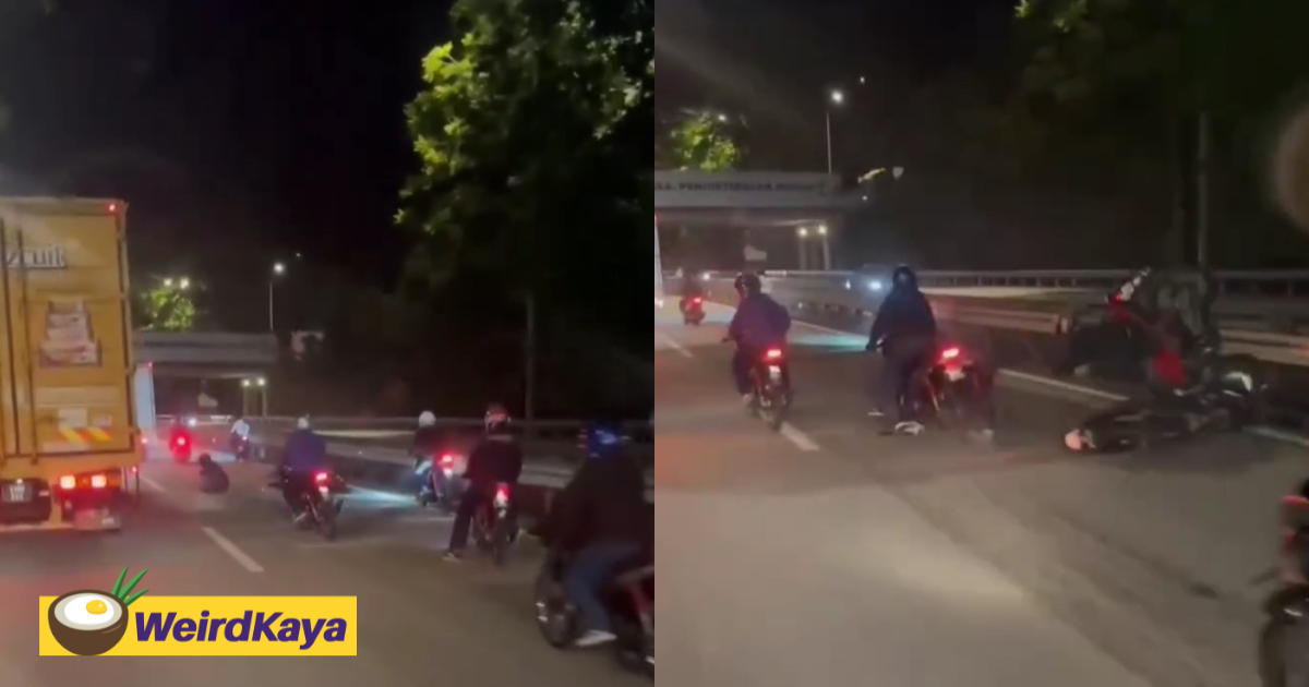 Viral video shows m'sian motorcyclists causing chain accident along highway | weirdkaya