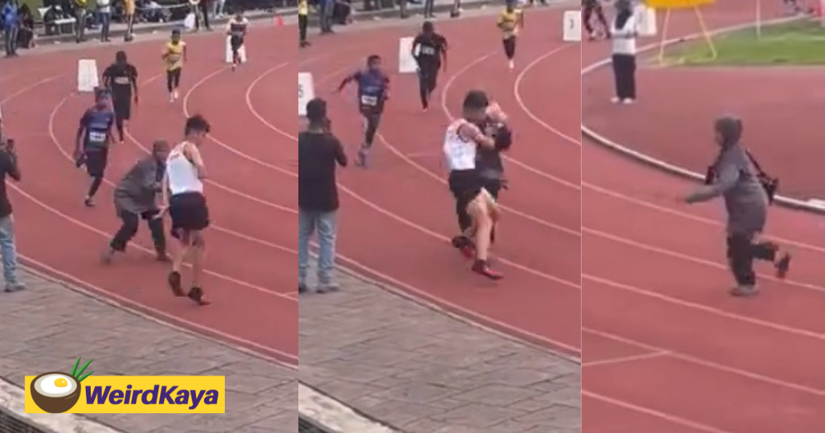 M’sian woman collides with runner after walking into the track mid-race | weirdkaya