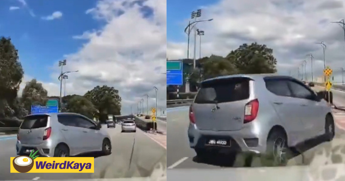 Perodua axia driver recklessly cuts across 3 lanes in jb without giving signals | weirdkaya