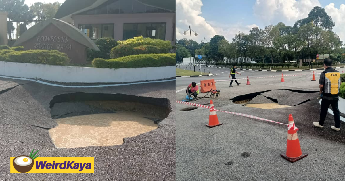 Giant 5.4m Wide Sinkhole Spotted At KLIA’s Bunga Raya Complex