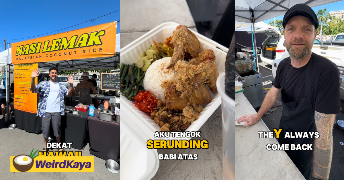 American chef serves up nasi lemak with acar & pork floss at stall in hawaii | weirdkaya