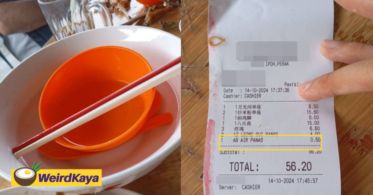 M'sian slams ipoh eatery for charging 50 sen when he asked for hot water to wash utensils | weirdkaya