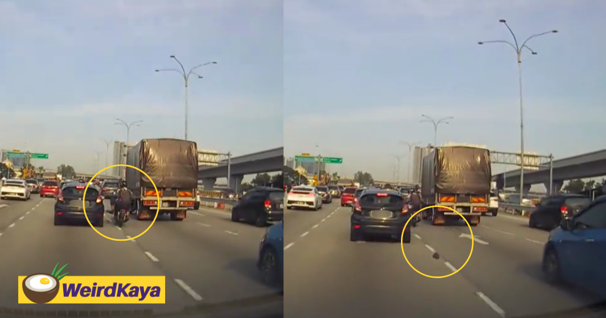 'instant karma' — m'sian man tries to kick car over lane cutting, loses slipper in the process | weirdkaya