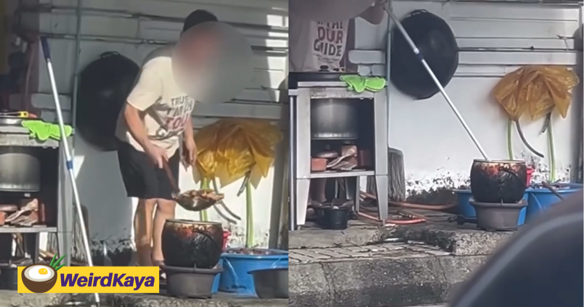 M'sian hawker uses pole to stir chicken feet, kopitiam apologises | weirdkaya