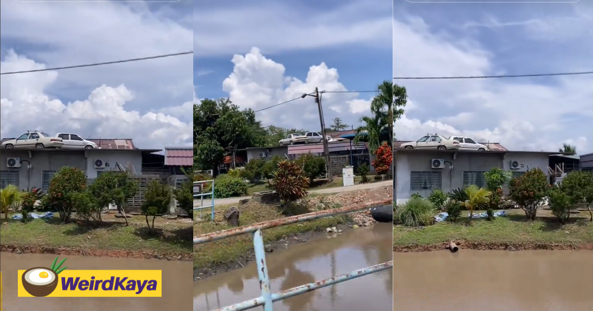 M'sians stunned to see kancil and saga parked on top of house roof in kedah | weirdkaya