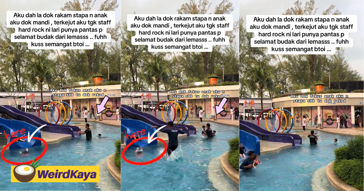 Alert m'sian lifeguard saves child who nearly drowned inside pool at penang hotel | weirdkaya