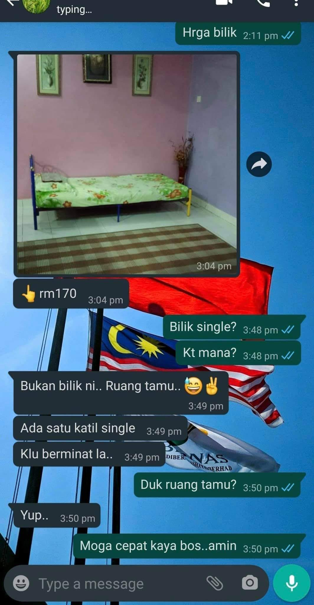 M'sian landlord rents living room with single bed for rm170