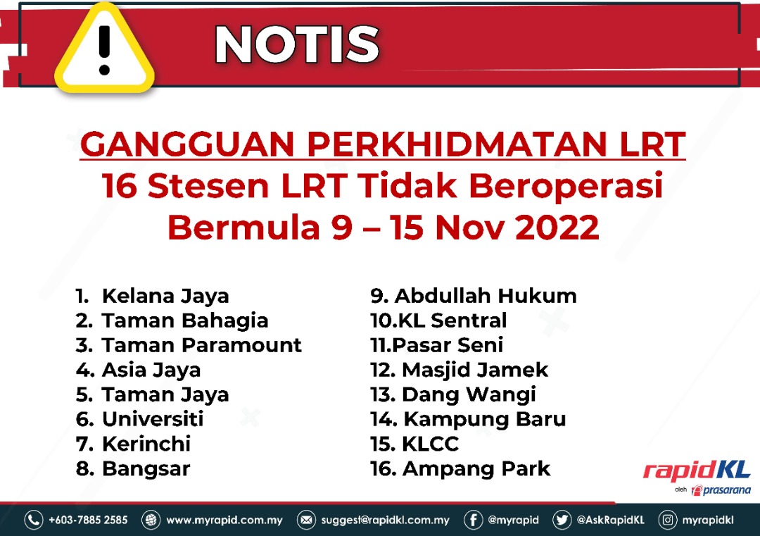 16 lrt stations will be down for 7 days, shuttle bus will be provided as alternative | weirdkaya