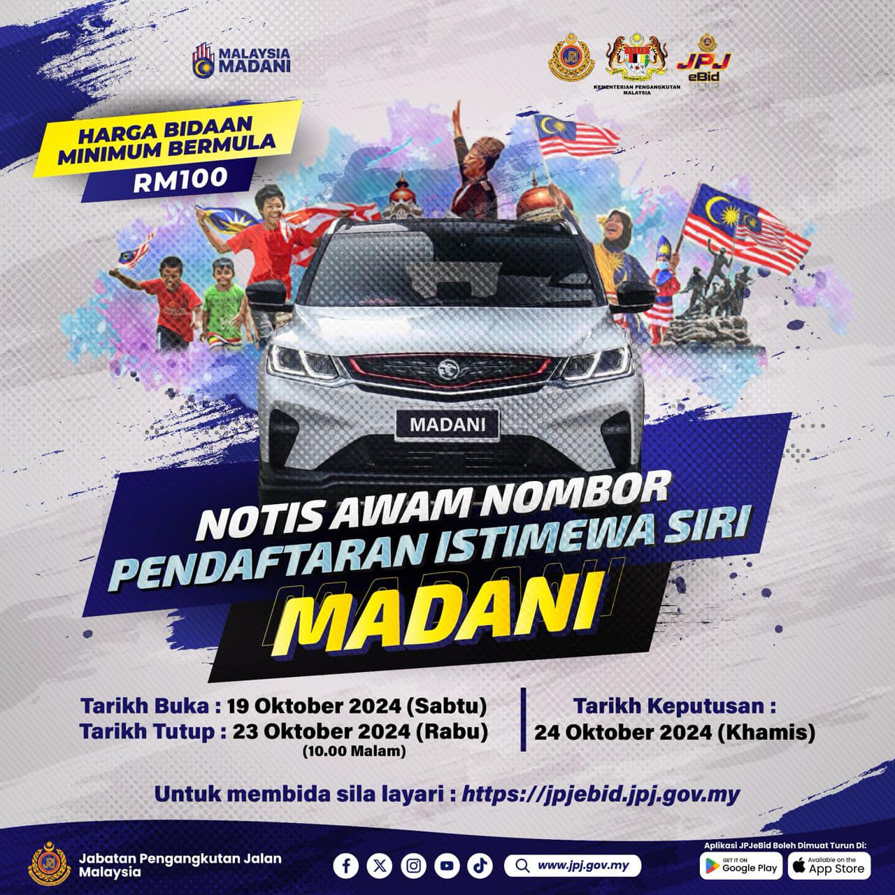 Madani car plate bidding poster