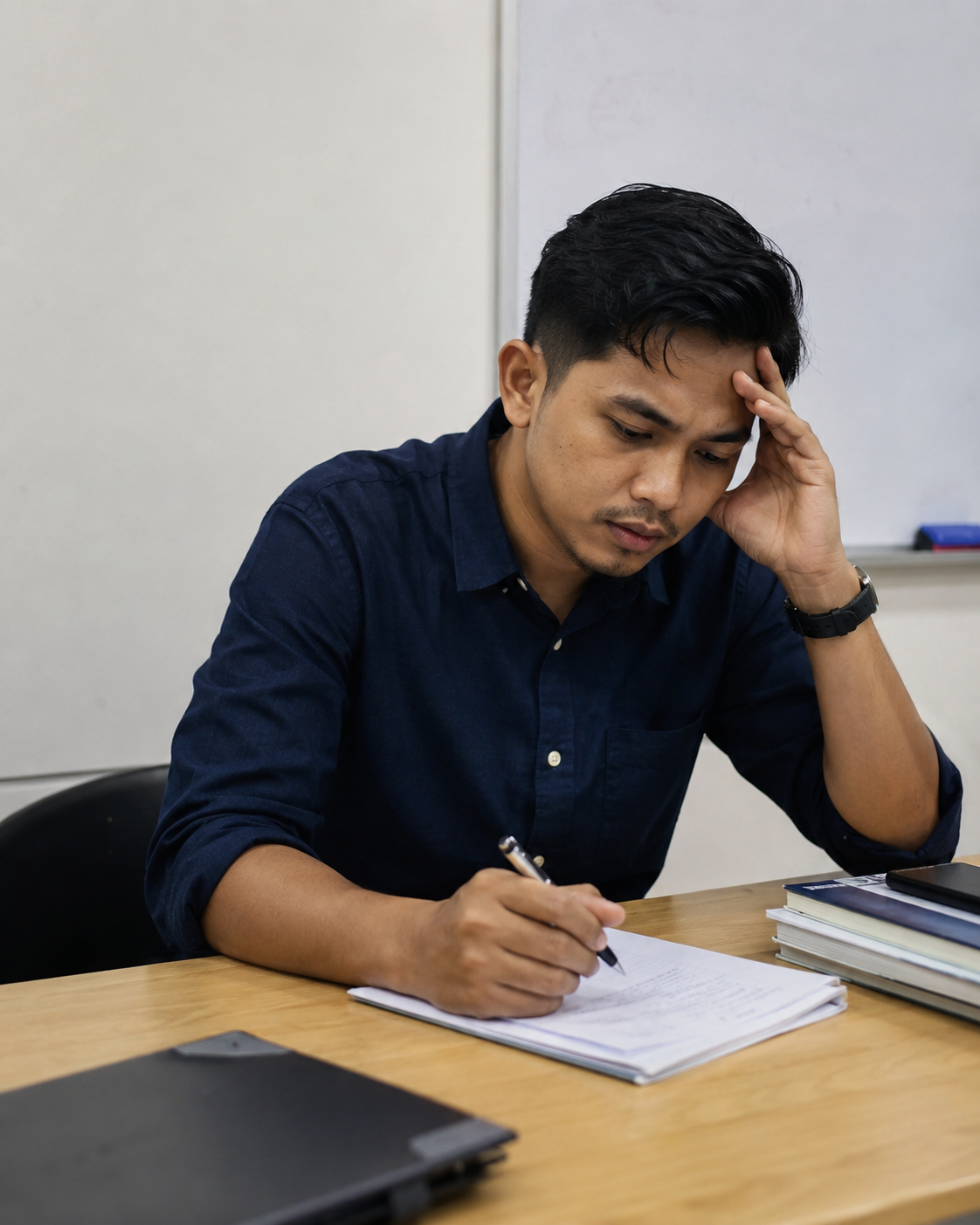 malaysian teacher looking stress
