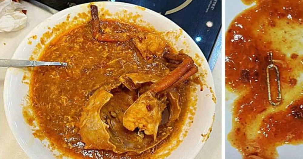 Man discovers sim card tray pin while eating chili crab at s'porean restaurant 1