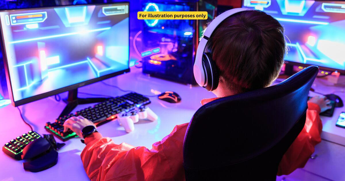 man playing game on pc
