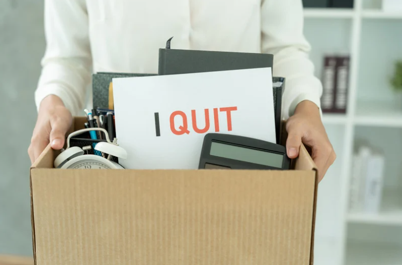man quits job