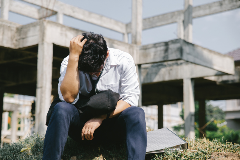 Man sad over losing his job