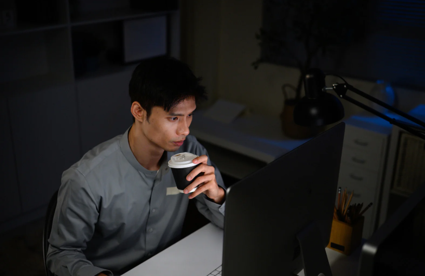 Man staying up late